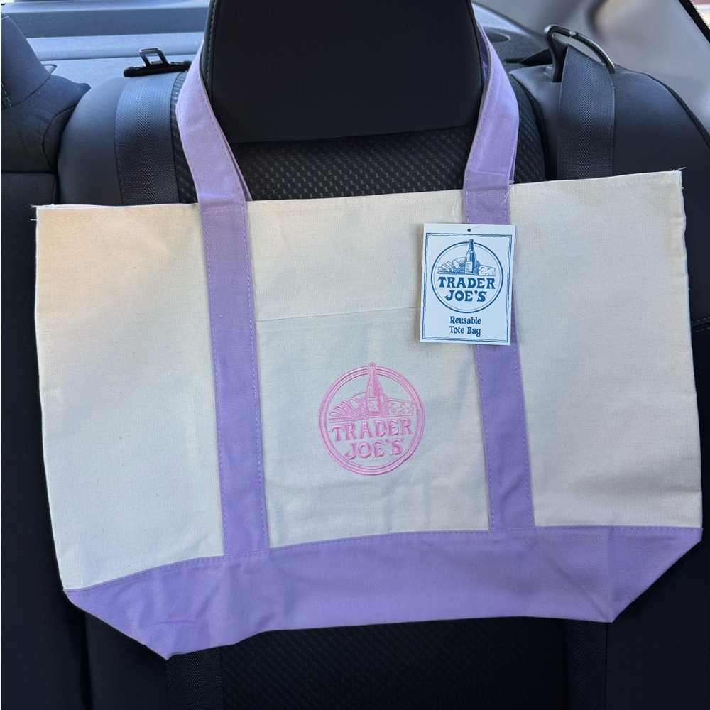 Trader Joes LARGE Lavender Purple Canvas Tote Bag 2026 Viral Rare FAST SHIP GIFT